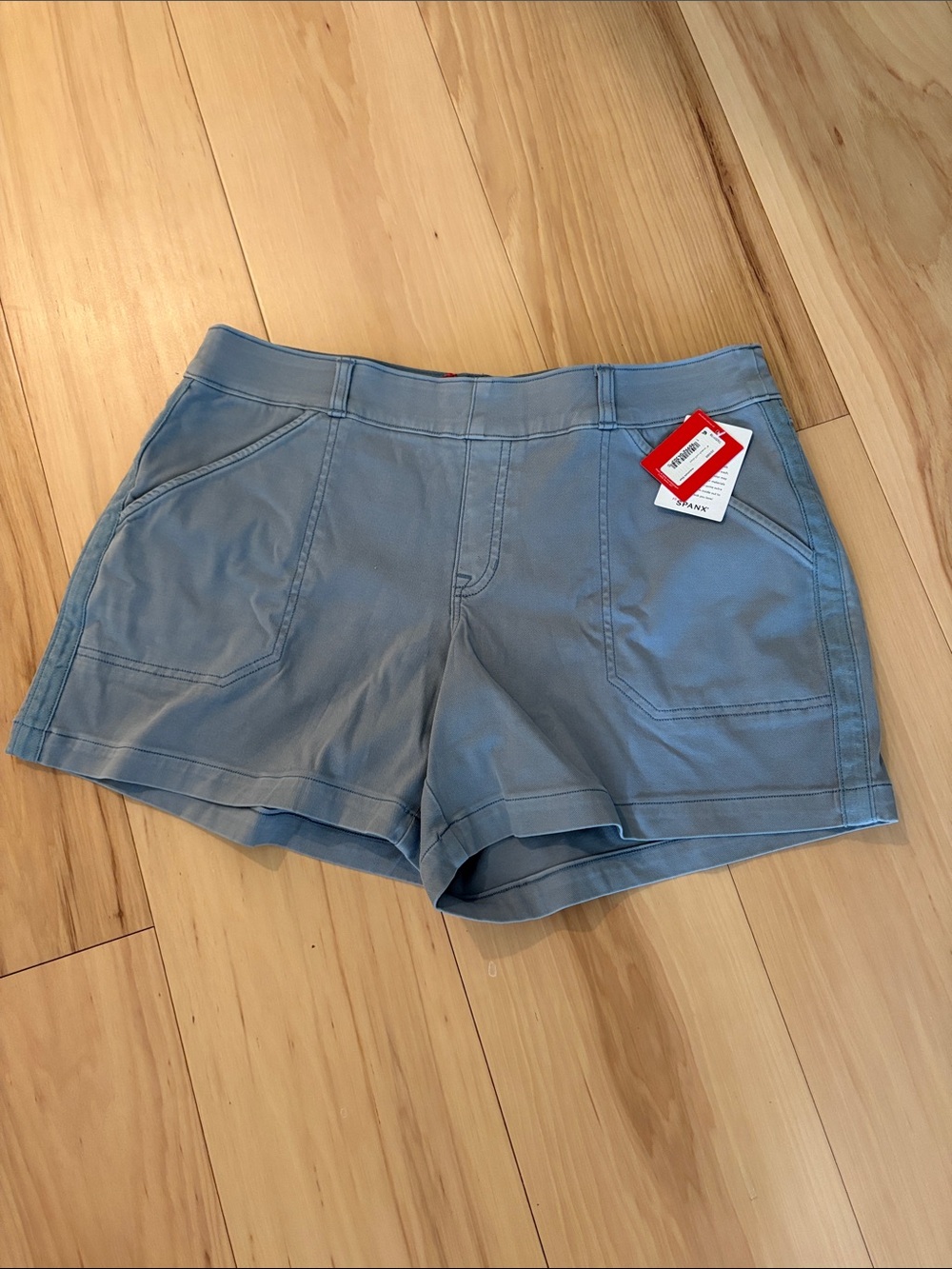 NWT SPANX Mountain Blue Women's 4” Twill Stretch Shorts